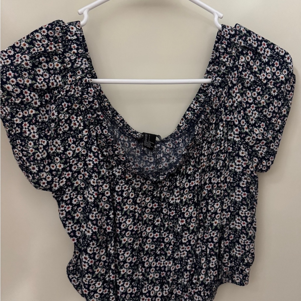 Floral Print Off the Shoulder Crop